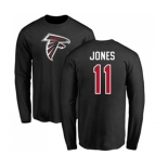 Football Atlanta Falcons #11 Julio Jones Black Name & Number Logo Long Sleeve T-Shirt