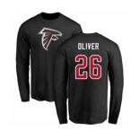 Football Atlanta Falcons #26 Isaiah Oliver Black Name & Number Logo Long Sleeve T-Shirt