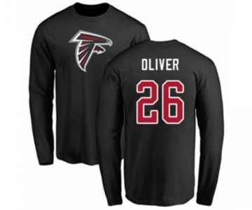 Football Atlanta Falcons #26 Isaiah Oliver Black Name & Number Logo Long Sleeve T-Shirt