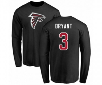 Football Atlanta Falcons #3 Matt Bryant Black Name & Number Logo Long Sleeve T-Shirt