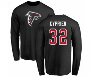 Football Atlanta Falcons #32 Johnathan Cyprien Black Name & Number Logo Long Sleeve T-Shirt