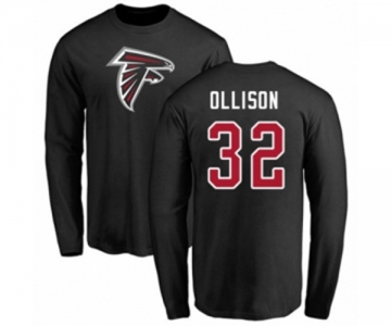 Football Atlanta Falcons #32 Qadree Ollison Black Name & Number Logo Long Sleeve T-Shirt