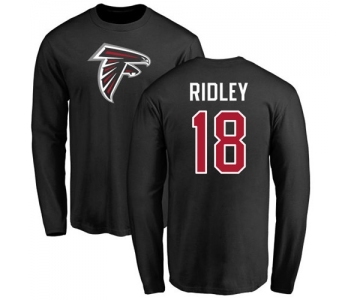 NFL Nike Atlanta Falcons #18 Calvin Ridley Black Name & Number Logo Long Sleeve T-Shirt