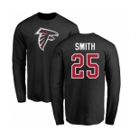 NFL Nike Atlanta Falcons #25 Ito Smith Black Name & Number Logo Long Sleeve T-Shirt