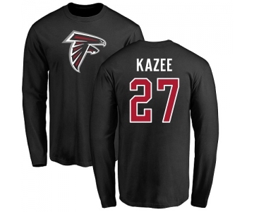 NFL Nike Atlanta Falcons #27 Damontae Kazee Black Name & Number Logo Long Sleeve T-Shirt