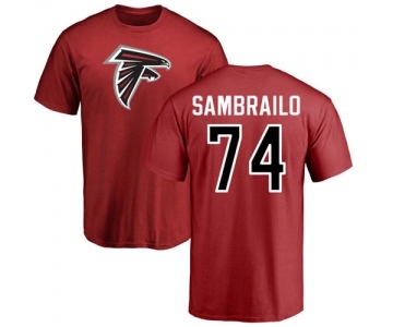 NFL Nike Atlanta Falcons #74 Ty Sambrailo Red Name & Number Logo T-Shirt