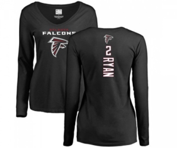 Football Women's Atlanta Falcons #2 Matt Ryan Black Backer Long Sleeve T-Shirt