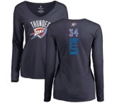 NBA Women's Nike Oklahoma City Thunder #34 Ray Allen Navy Blue Backer Long Sleeve T-Shirt