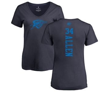 NBA Women's Nike Oklahoma City Thunder #34 Ray Allen Navy Blue One Color Backer Slim-Fit V-Neck T-Shirt