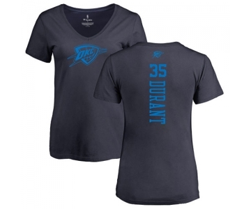 NBA Women's Nike Oklahoma City Thunder #35 Kevin Durant Navy Blue One Color Backer Slim-Fit V-Neck T-Shirt