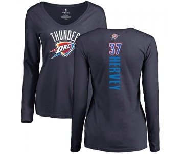 NBA Women's Nike Oklahoma City Thunder #37 Kevin Hervey Navy Blue Backer Long Sleeve T-Shirt