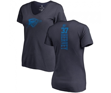 NBA Women's Nike Oklahoma City Thunder #37 Kevin Hervey Navy Blue One Color Backer Slim-Fit V-Neck T-Shirt