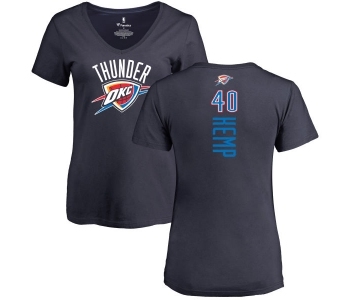 NBA Women's Nike Oklahoma City Thunder #40 Shawn Kemp Navy Blue Backer T-Shirt