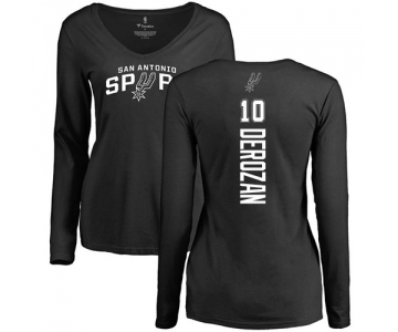 NBA Women's Nike San Antonio Spurs #10 DeMar DeRozan Black Backer Long Sleeve T-Shirt