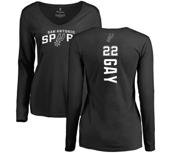 NBA Women's Nike San Antonio Spurs #22 Rudy Gay Black Backer Long Sleeve T-Shirt