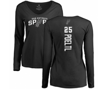 NBA Women's Nike San Antonio Spurs #25 Jakob Poeltl Black Backer Long Sleeve T-Shirt