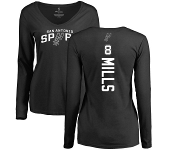NBA Women's Nike San Antonio Spurs #8 Patty Mills Black Backer Long Sleeve T-Shirt