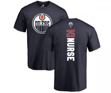 NHL Adidas Edmonton Oilers #25 Darnell Nurse Navy Blue Backer T-Shirt