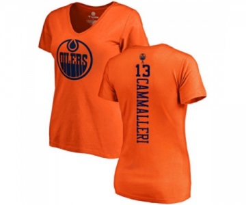 NHL Women Adidas Edmonton Oilers #13 Mike Cammalleri Orange One Color Backer Slim Fit V-Neck T-Shirt