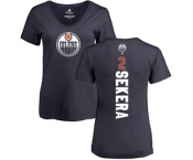 NHL Women Adidas Edmonton Oilers #2 Andrej Sekera Navy Blue Backer Slim Fit V-Neck T-Shirt
