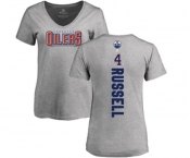 NHL Women Adidas Edmonton Oilers #4 Kris Russell Ash Backer T-Shirt