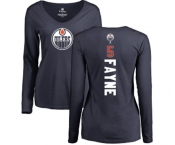 NHL Women Adidas Edmonton Oilers #5 Mark Fayne Navy Blue Backer Slim Fit Long Sleeve T-Shirt