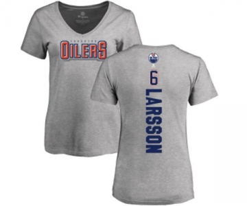 NHL Women Adidas Edmonton Oilers #6 Adam Larsson Ash Backer T-Shirt