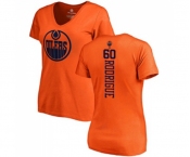 NHL Women Adidas Edmonton Oilers #60 Olivier Rodrigue Orange One Color Backer Slim Fit V-Neck T-Shirt