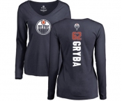 NHL Women Adidas Edmonton Oilers #62 Eric Gryba Navy Blue Backer Slim Fit Long Sleeve T-Shirt