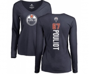 NHL Women Adidas Edmonton Oilers #67 Benoit Pouliot Navy Blue Backer Slim Fit Long Sleeve T-Shirt