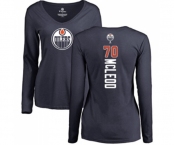 NHL Women Adidas Edmonton Oilers #70 Ryan McLeod Navy Blue Backer Slim Fit Long Sleeve T-Shirt