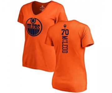 NHL Women Adidas Edmonton Oilers #70 Ryan McLeod Orange One Color Backer Slim Fit V-Neck T-Shirt
