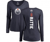 NHL Women Adidas Edmonton Oilers #8 Ty Rattie Navy Blue Backer Slim Fit Long Sleeve T-Shirt
