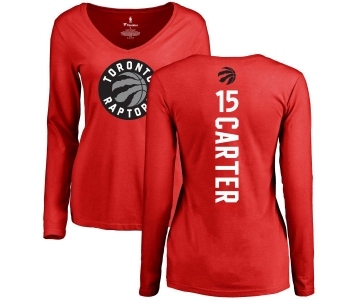 NBA Women's Nike Toronto Raptors #15 Vince Carter Red Backer Long Sleeve T-Shirt