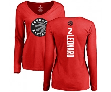 NBA Women's Nike Toronto Raptors #2 Kawhi Leonard Red Backer Long Sleeve T-Shirt