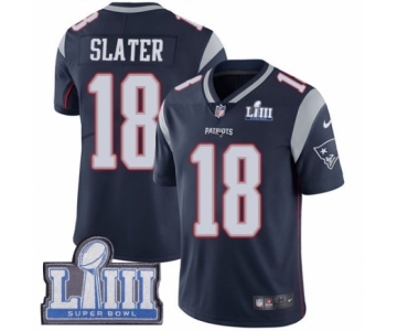 Men's Nike New England Patriots #18 Matthew Slater Navy Blue Team Color Vapor Untouchable Limited Player Super Bowl LIII Bound NFL Jersey