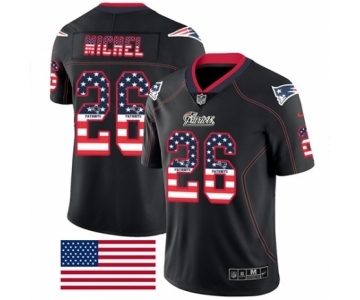 Men's Nike New England Patriots #26 Sony Michel Limited Black Rush USA Flag NFL Jersey
