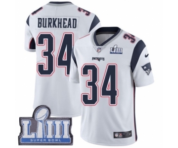 Men's Nike New England Patriots #34 Rex Burkhead White Vapor Untouchable Limited Player Super Bowl LIII Bound NFL Jersey