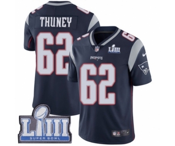 Men's Nike New England Patriots #62 Joe Thuney Navy Blue Team Color Vapor Untouchable Limited Player Super Bowl LIII Bound NFL Jersey