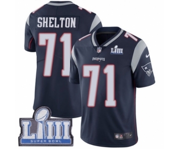 Men's Nike New England Patriots #71 Danny Shelton Navy Blue Team Color Vapor Untouchable Limited Player Super Bowl LIII Bound NFL Jersey
