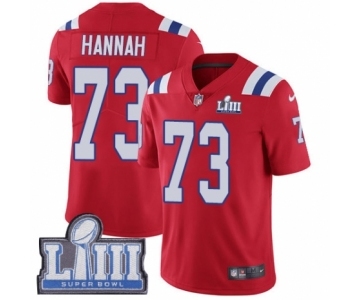 Men's Nike New England Patriots #73 John Hannah Red Alternate Vapor Untouchable Limited Player Super Bowl LIII Bound NFL Jersey