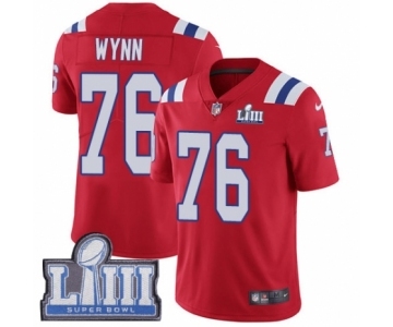 Men's Nike New England Patriots #76 Isaiah Wynn Red Alternate Vapor Untouchable Limited Player Super Bowl LIII Bound NFL Jersey