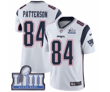 Men's Nike New England Patriots #84 Cordarrelle Patterson White Vapor Untouchable Limited Player Super Bowl LIII Bound NFL Jersey