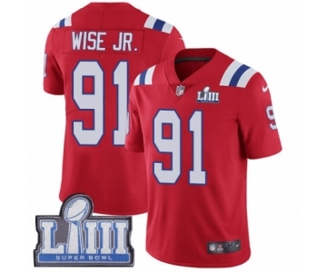 Men's Nike New England Patriots #91 Deatrich Wise Jr Red Alternate Vapor Untouchable Limited Player Super Bowl LIII Bound NFL Jersey