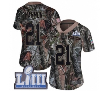 Women's Nike New England Patriots #21 Duron Harmon Camo Rush Realtree Limited Super Bowl LIII Bound NFL Jersey