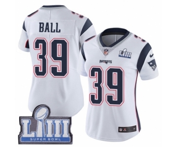 Women's Nike New England Patriots #39 Montee Ball White Vapor Untouchable Limited Player Super Bowl LIII Bound NFL Jersey