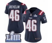 Women's Nike New England Patriots #46 James Develin Limited Navy Blue Rush Vapor Untouchable Super Bowl LIII Bound NFL Jersey