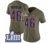 Women's Nike New England Patriots #46 James Develin Limited Olive 2017 Salute to Service Super Bowl LIII Bound NFL Jersey