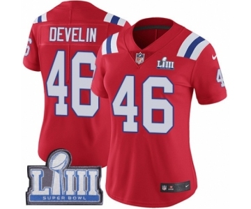 Women's Nike New England Patriots #46 James Develin Red Alternate Vapor Untouchable Limited Player Super Bowl LIII Bound NFL Jersey