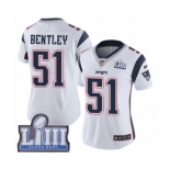 Women's Nike New England Patriots #51 Ja'Whaun Bentley White Vapor Untouchable Limited Player Super Bowl LIII Bound NFL Jersey